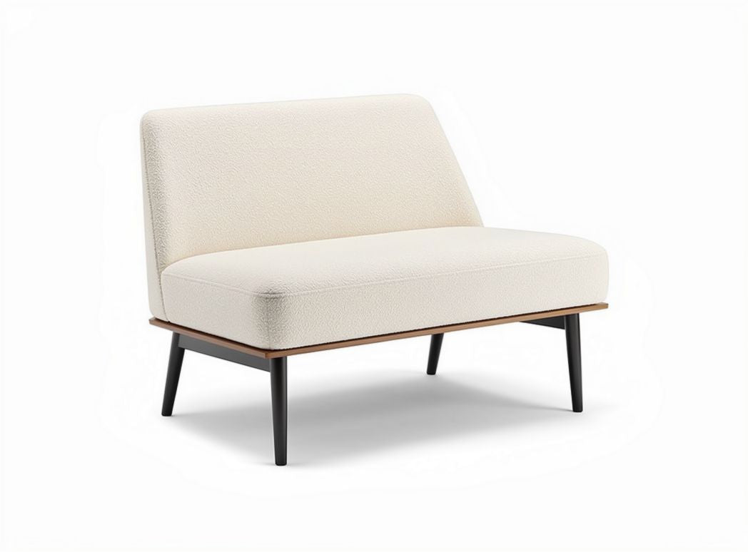 Sofa dwuosobowa w kolorze białym z drewnianym stelażem 100 x 70 x 80cm