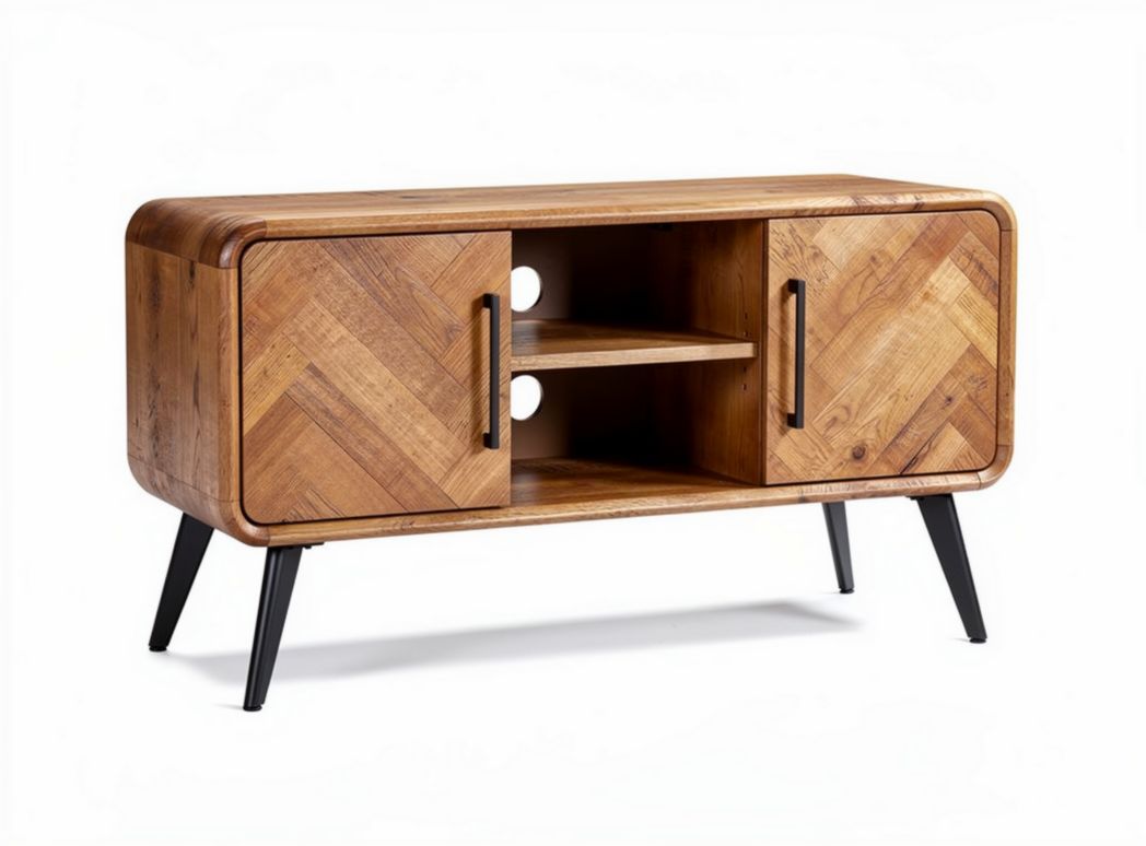 Stolik RTV z drewna akacjowego w stylu skandynawskim 90 x 40 x 50cm