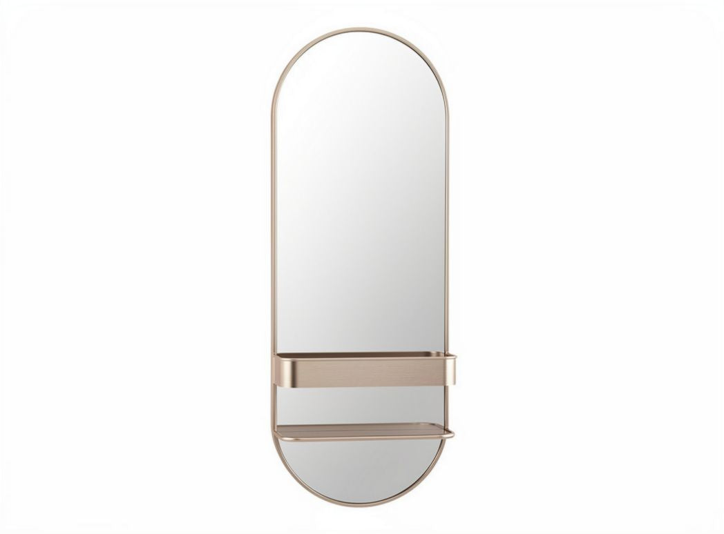 Lustro owalne z półką 60 x 25 x 3cm w kolorze złotym do łazienki