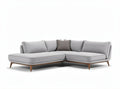 Sofa narożna z szarym obiciem materiałowym i drewnianymi nogami 200 x 300 x 90cm